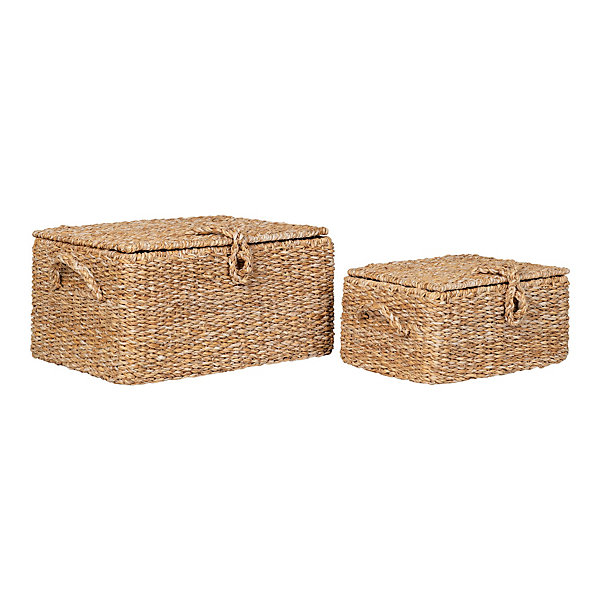 Paniers Bogra en jonc de mer et métal - Ensemble de 2 paniers naturels pour décoration