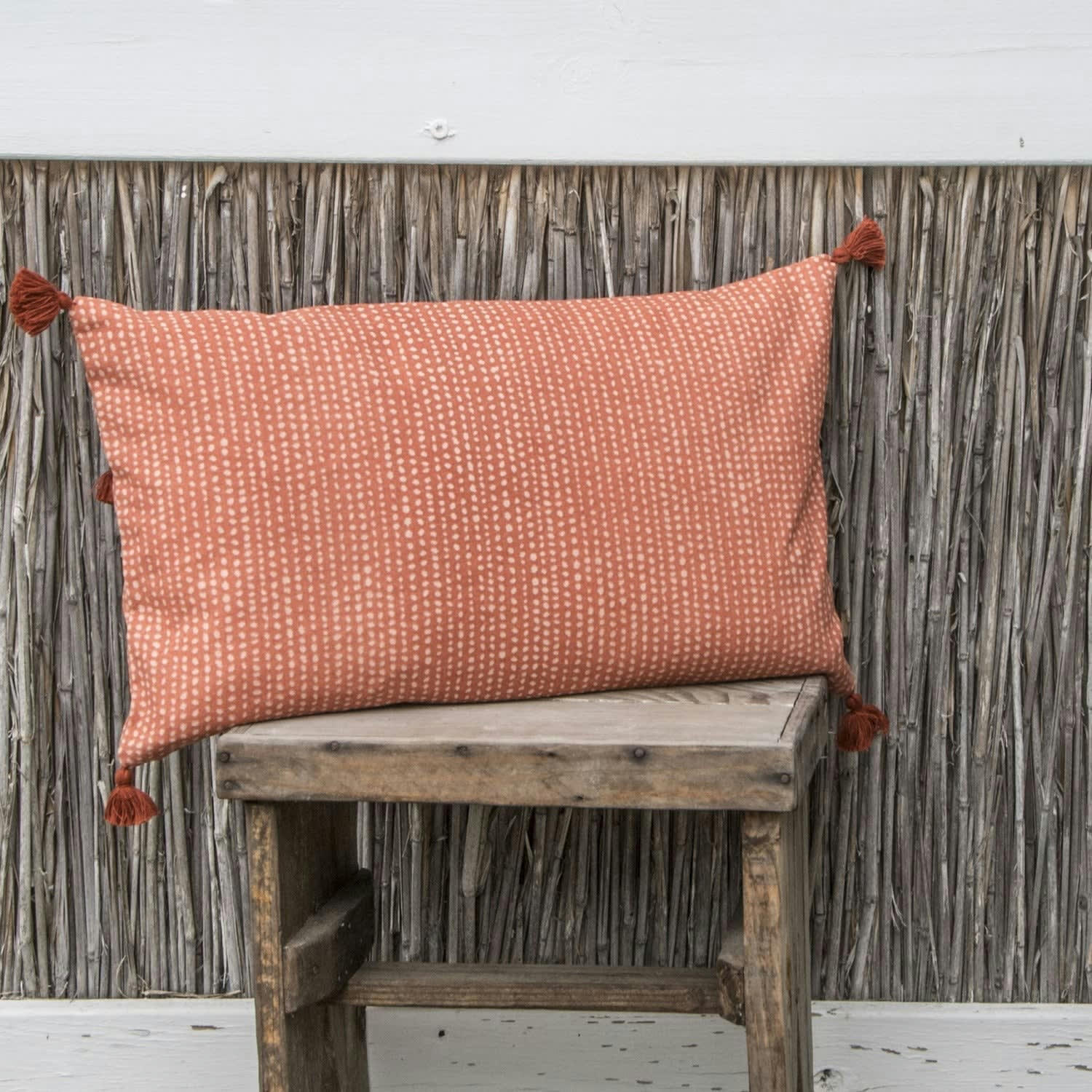 DOTS - Housse de coussin velours de coton  50x30 terracotta