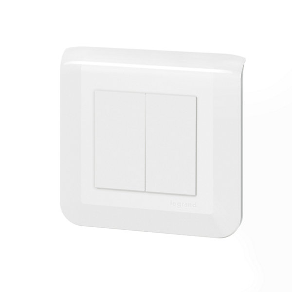Double interrupteur va-et-vient à vis Legrand Mosaïc blanc