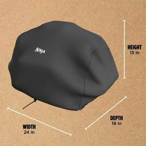 Ninja Woodfire Premium Outdoor BBQ Grill Cover, UV & Water-Resistant with Adjustable Drawstrings, Black