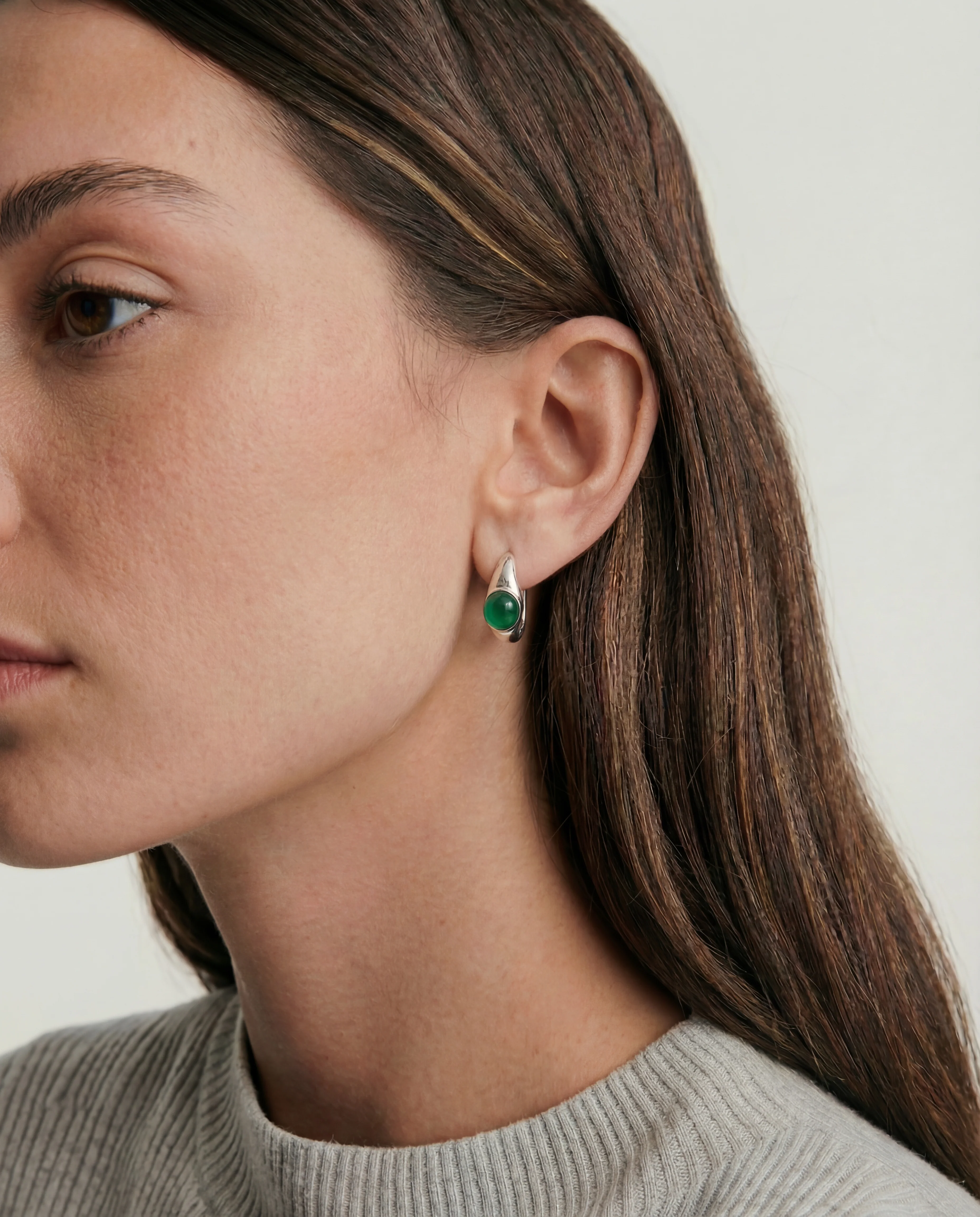 Brooke — Jade Stone Hoop Earrings