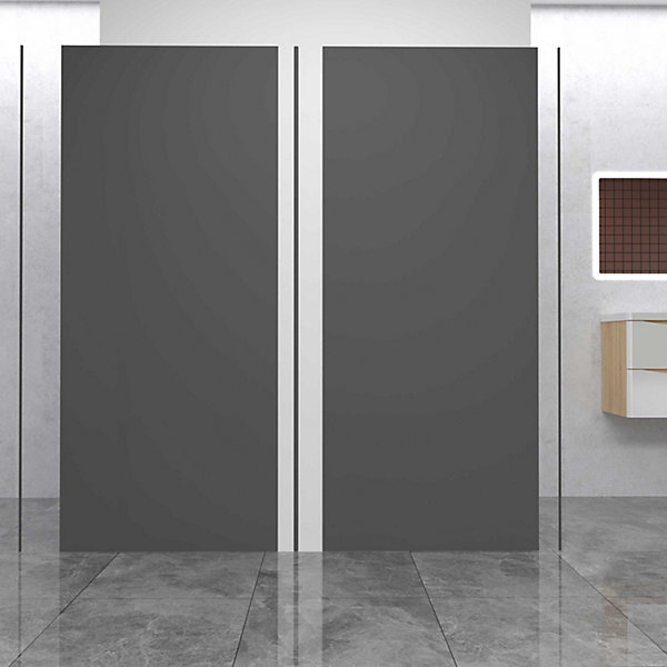 Lot de 2 panneaux muraux de douche NOIR en aluminium avec 3 profilés, L90xL90xH210 cm , protection murale,antimoisissure