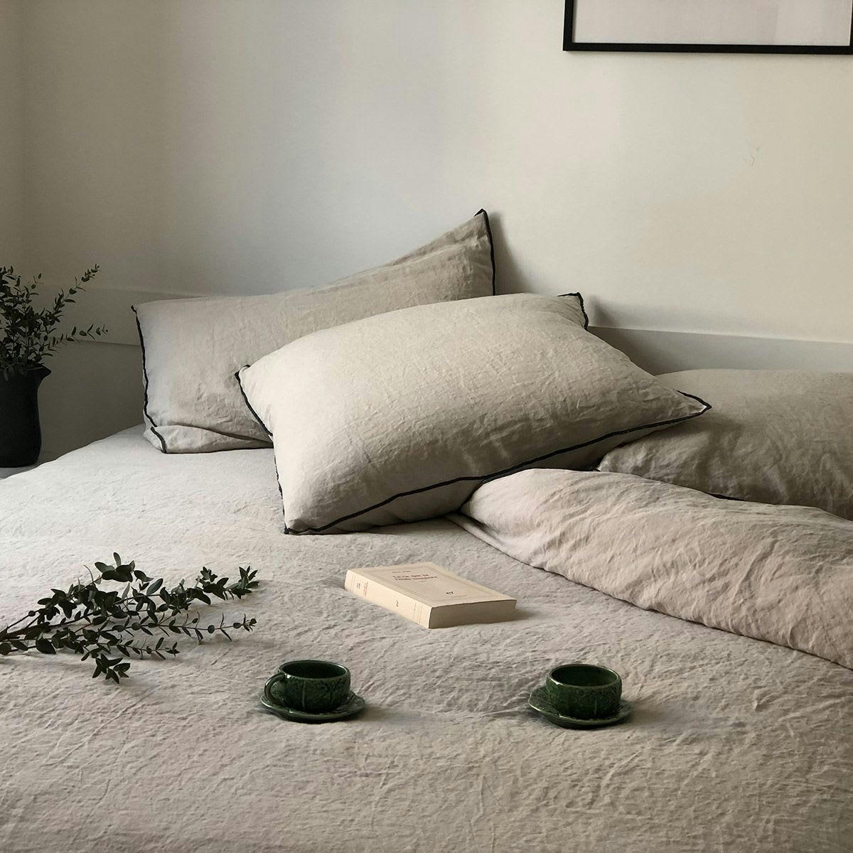 OSLO - Parure de lit en lin lavé 260x240 cm - Beige