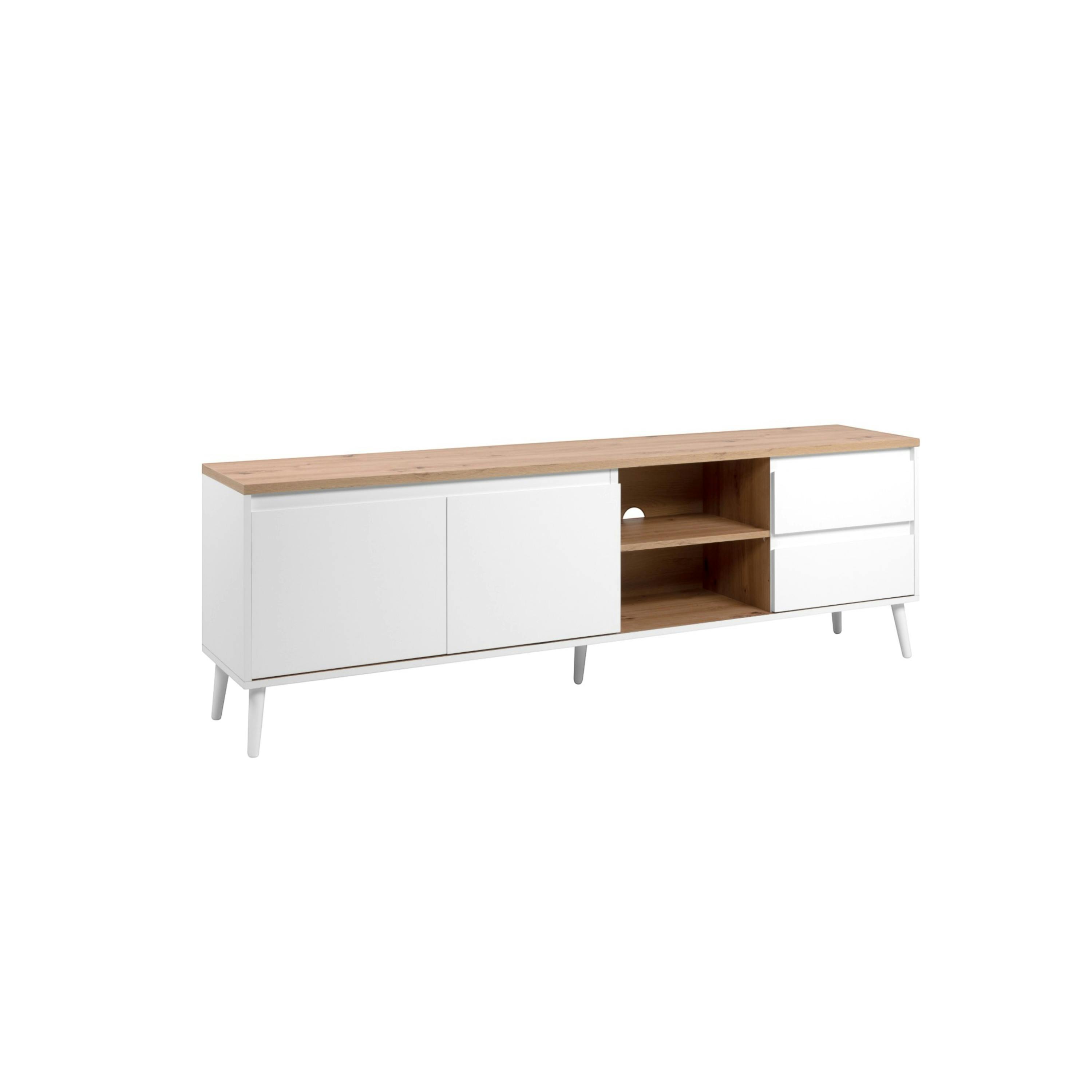Meuble TV scandinave 2 portes 2 tiroirs ALVA