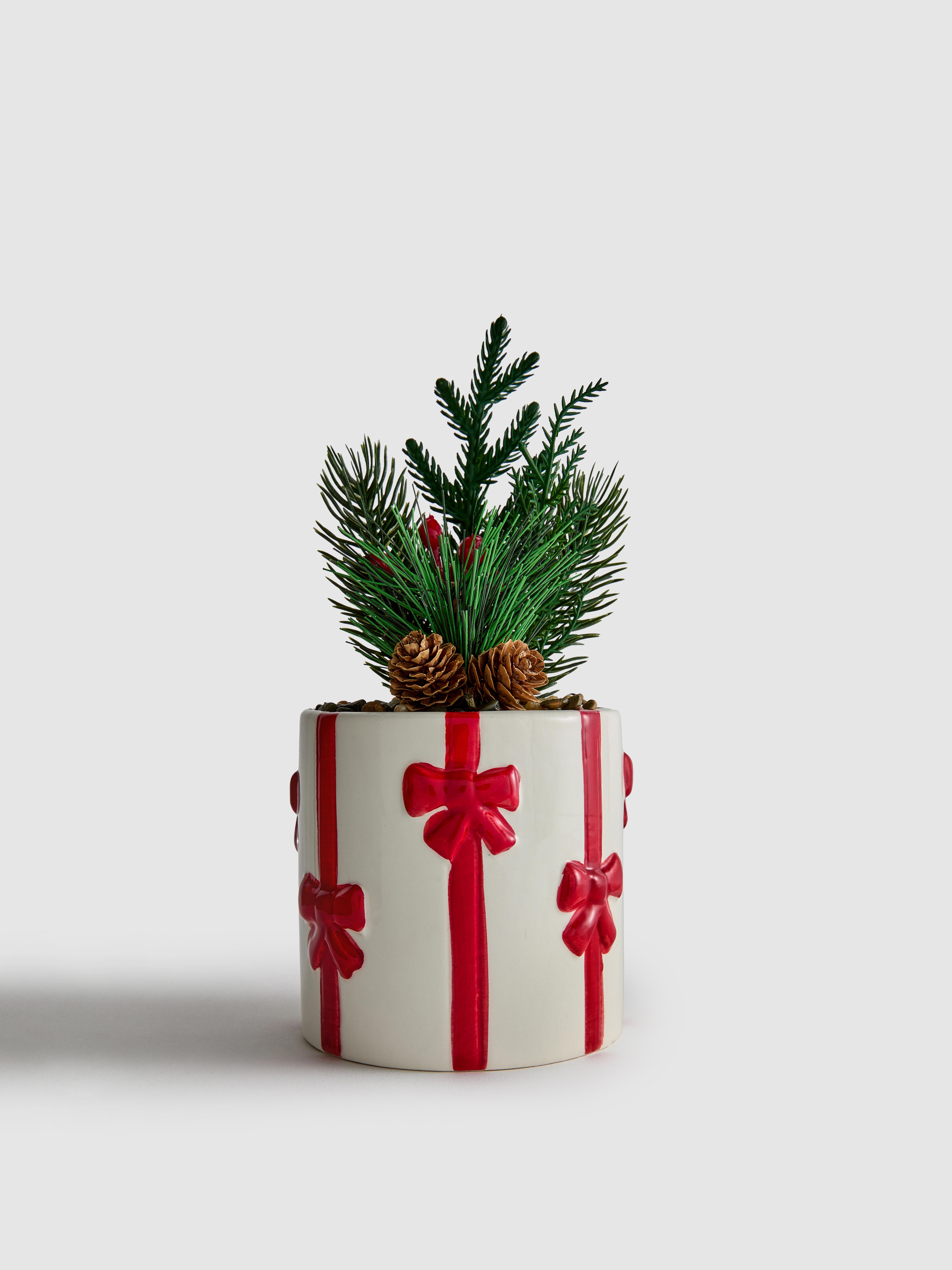 Faux Mini Christmas Tree In Festive Pot