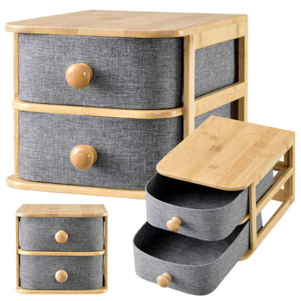 Szkatułka na kosmetyki organizer na biurko B5 bambus - 15x18x23 cm