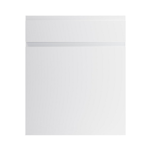 Façade de cuisine 1 porte et 1 tiroir Garcinia gris clair brillant l. 60 cm x H. 72 cm GoodHome