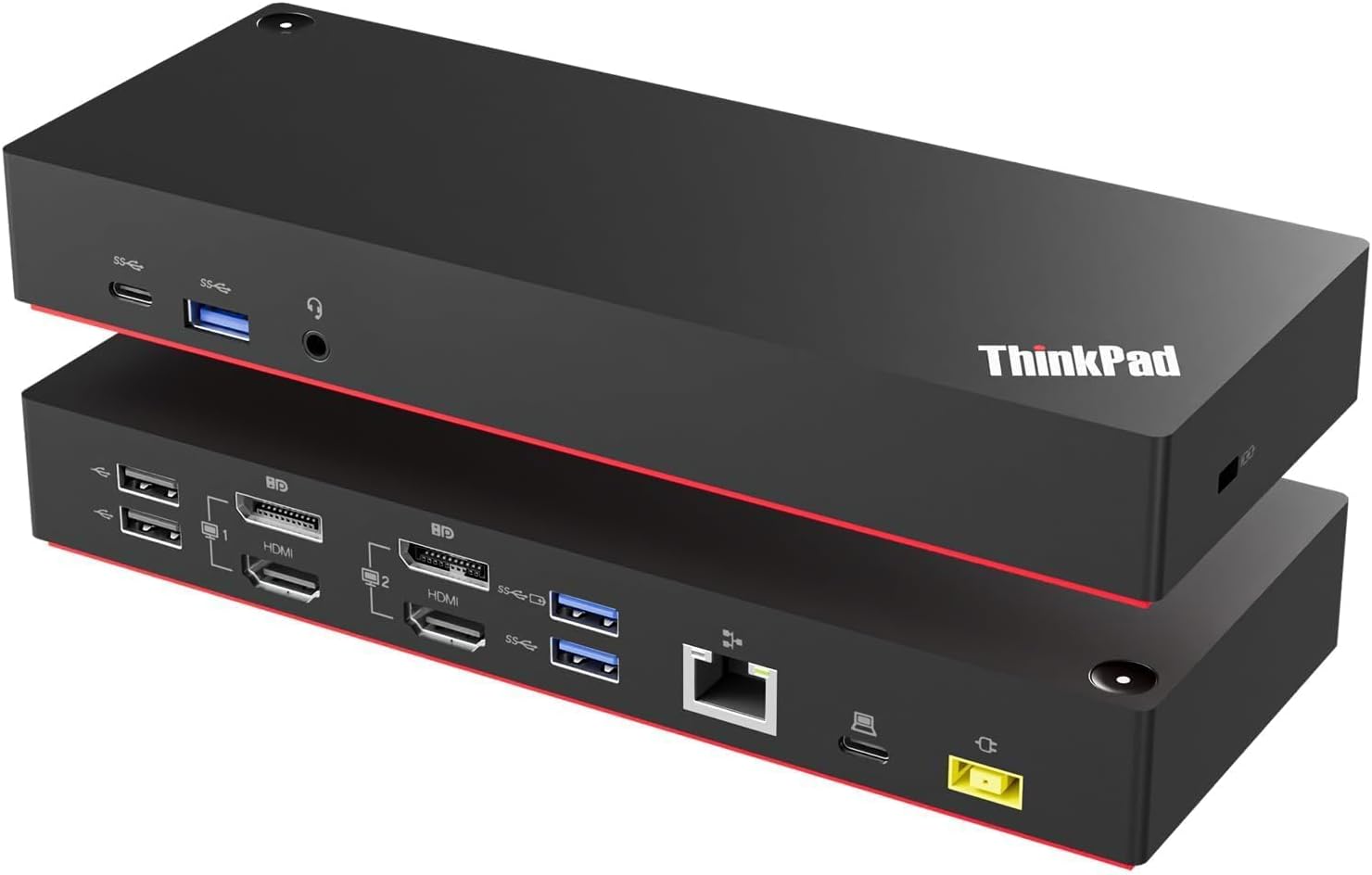 ThinkPad 40AF0135 Universal Hybrid USB-C with USB-A Adapter Docking Station for Lenovo Laptops  Dual Monitor  Comes with ITSPWR HDMI 4K Cable + DP Cable+ Cleaning Cloth