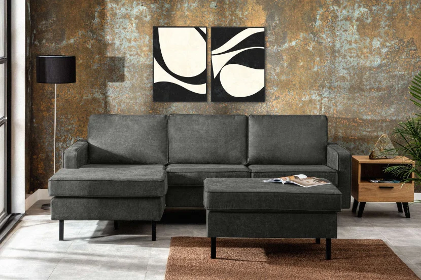 KONSIMO INVIA Narożnik lewy w stylu loft, metalowe nóżki, szer. 234 cm