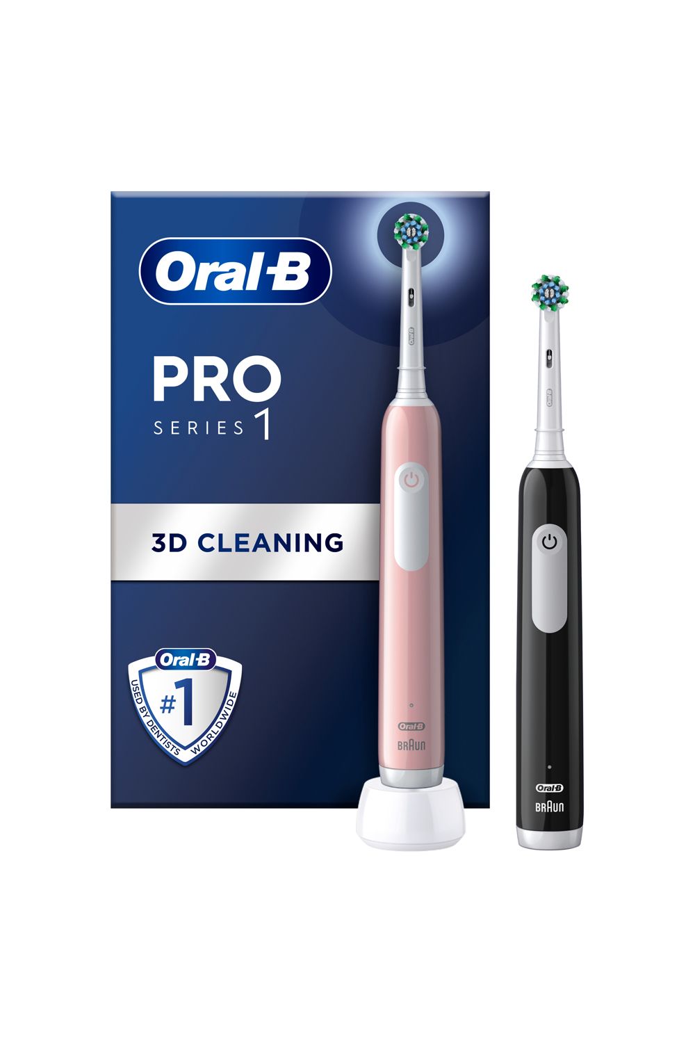 Oral B Pro Series 1 Black & Pink Duo Toothbrushes