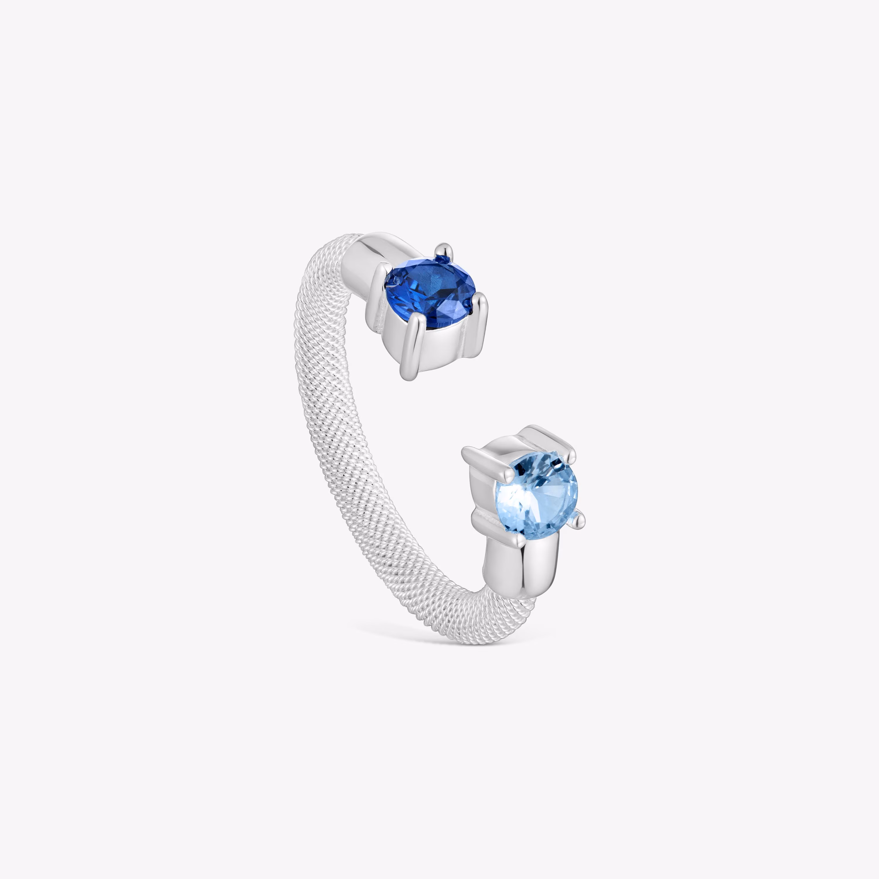 Anillo abierto de plata y espinela creada en laboratorio TOUS Mesh LGG