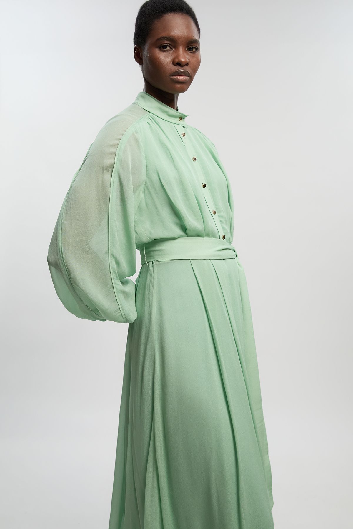 KarenMillen Viscose Georgette Woven Belted Maxi Dress