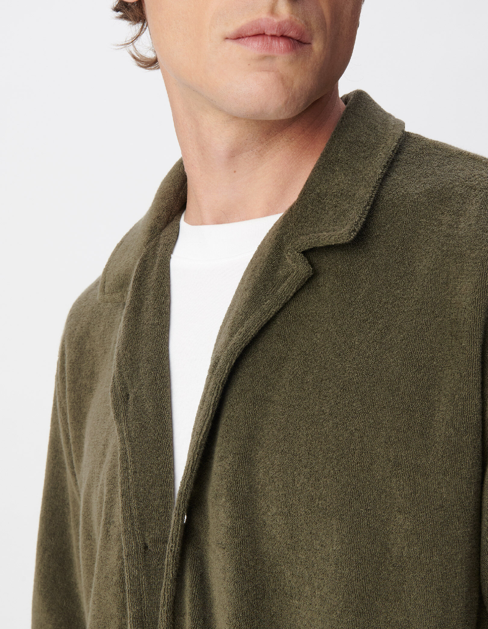 Chemise regular kaki en éponge Homme