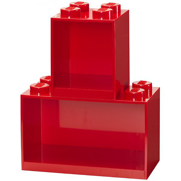 2 étagères superposables en forme de brique LEGO - Rouge