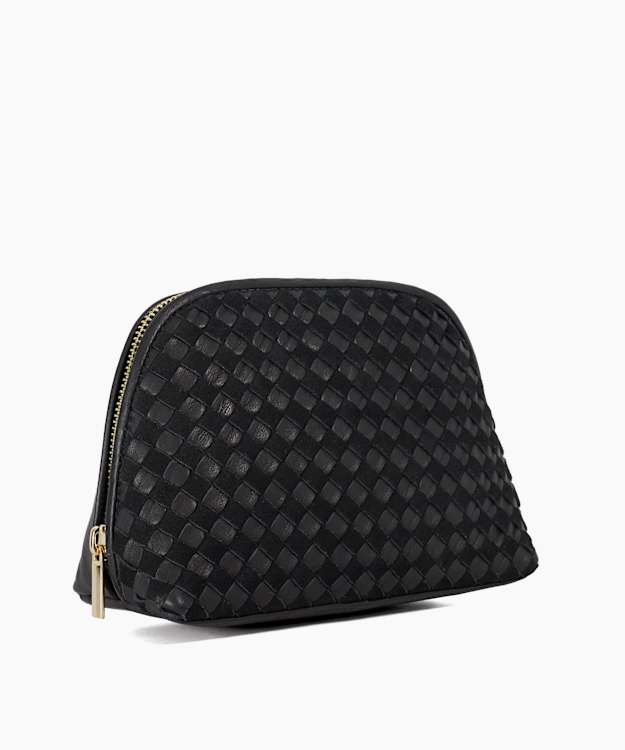Styling Black - Woven Leather Cosmetic Bag