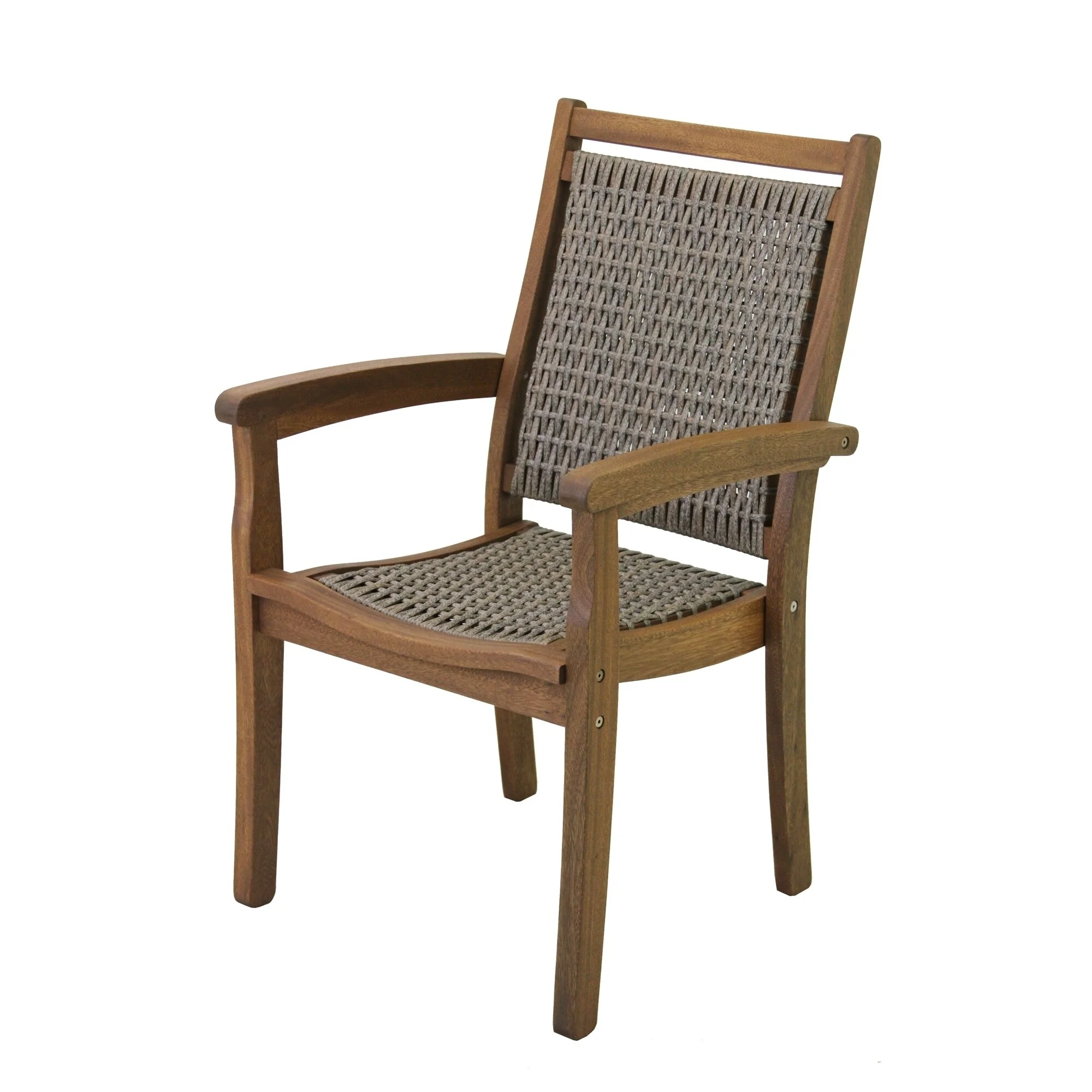 Eilaf Driftwood Grey Wicker & Eucalyptus Stacking Armchair - N/A