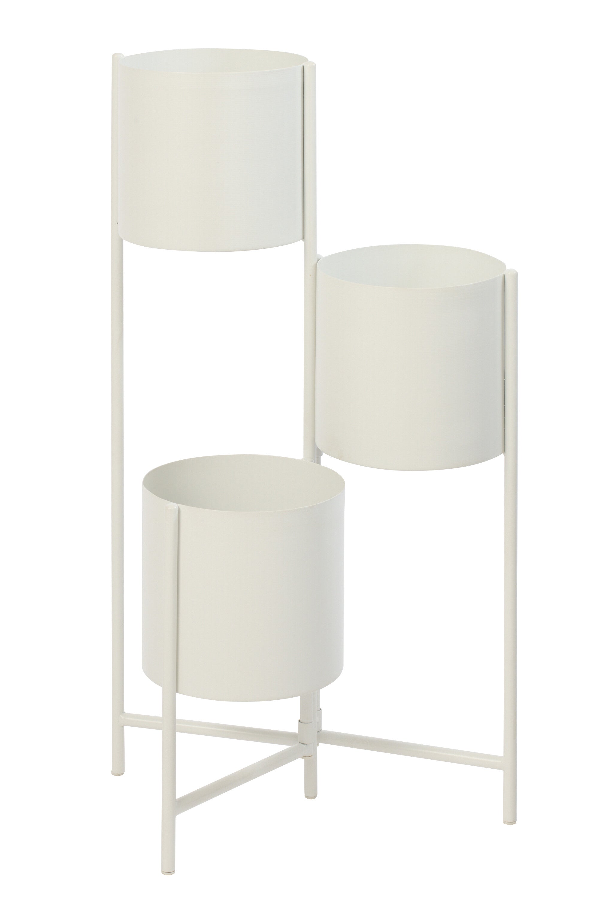 J-Line bloempot 3 Pots - ijzer - wit