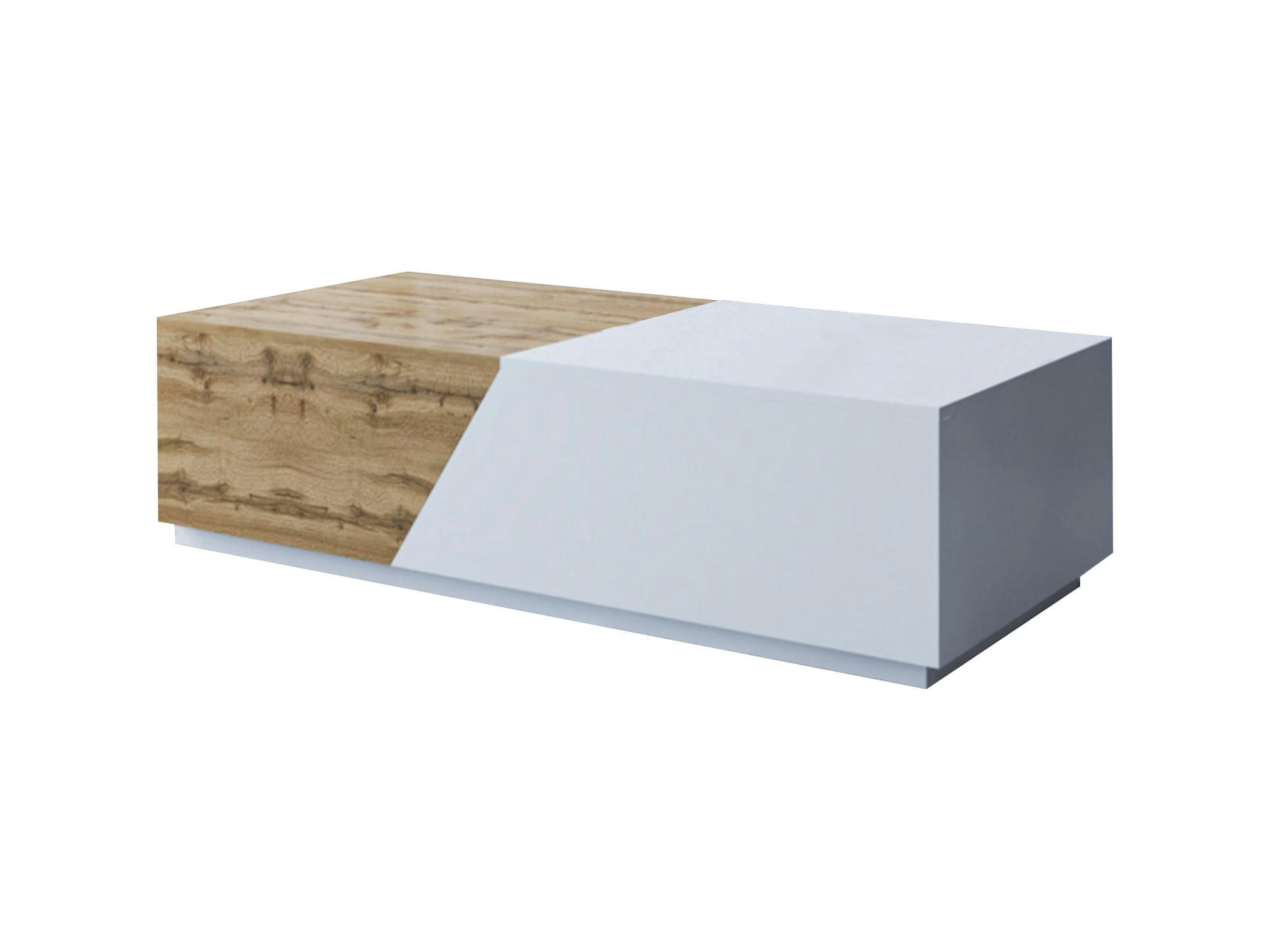 PITT - Table basse style industriel 124 cm bois / blanc