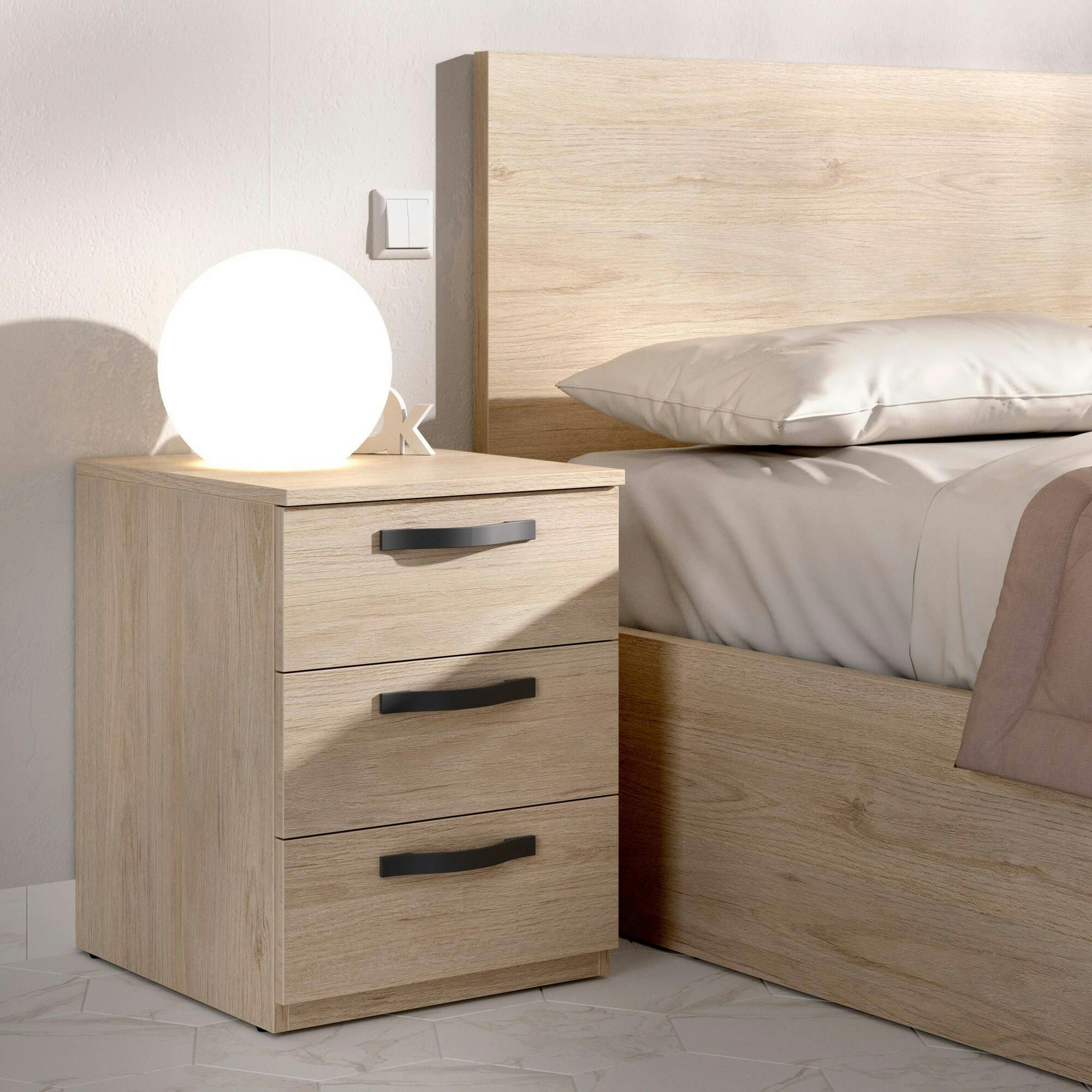 DMAGRI - Meuble de chevet effet bois chêne