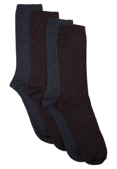 Mens 2pk Burgundy & Navy Wool Blend Thermal Socks