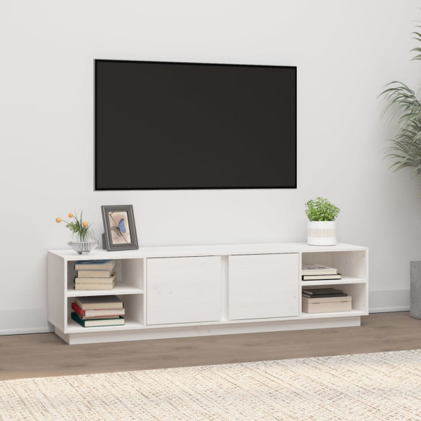 Szafka Pod Telewizor RTV Komoda Drewniana Biała 156x40x40 cm