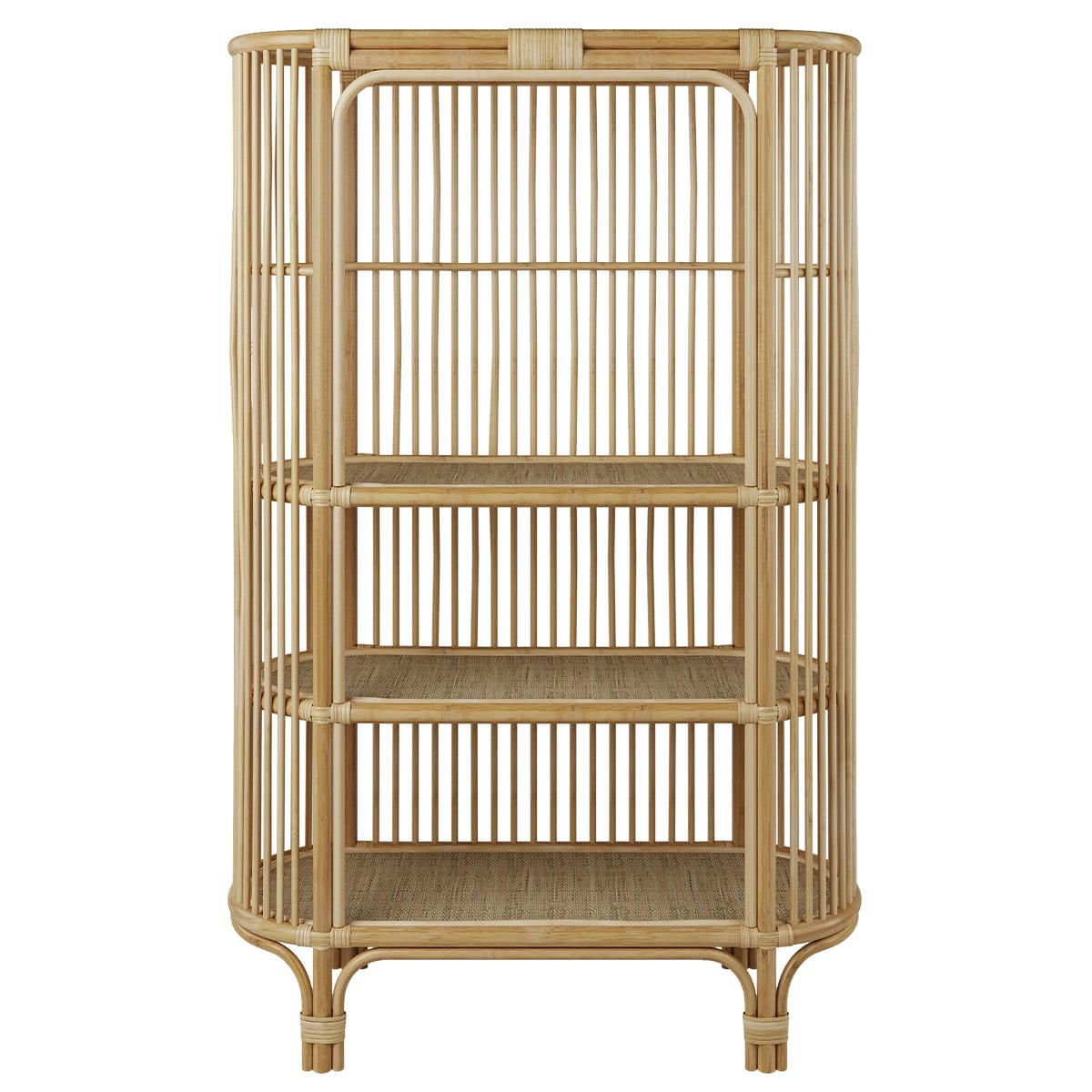 MARTHE - Bibliothèque en rotin naturel avec étagères