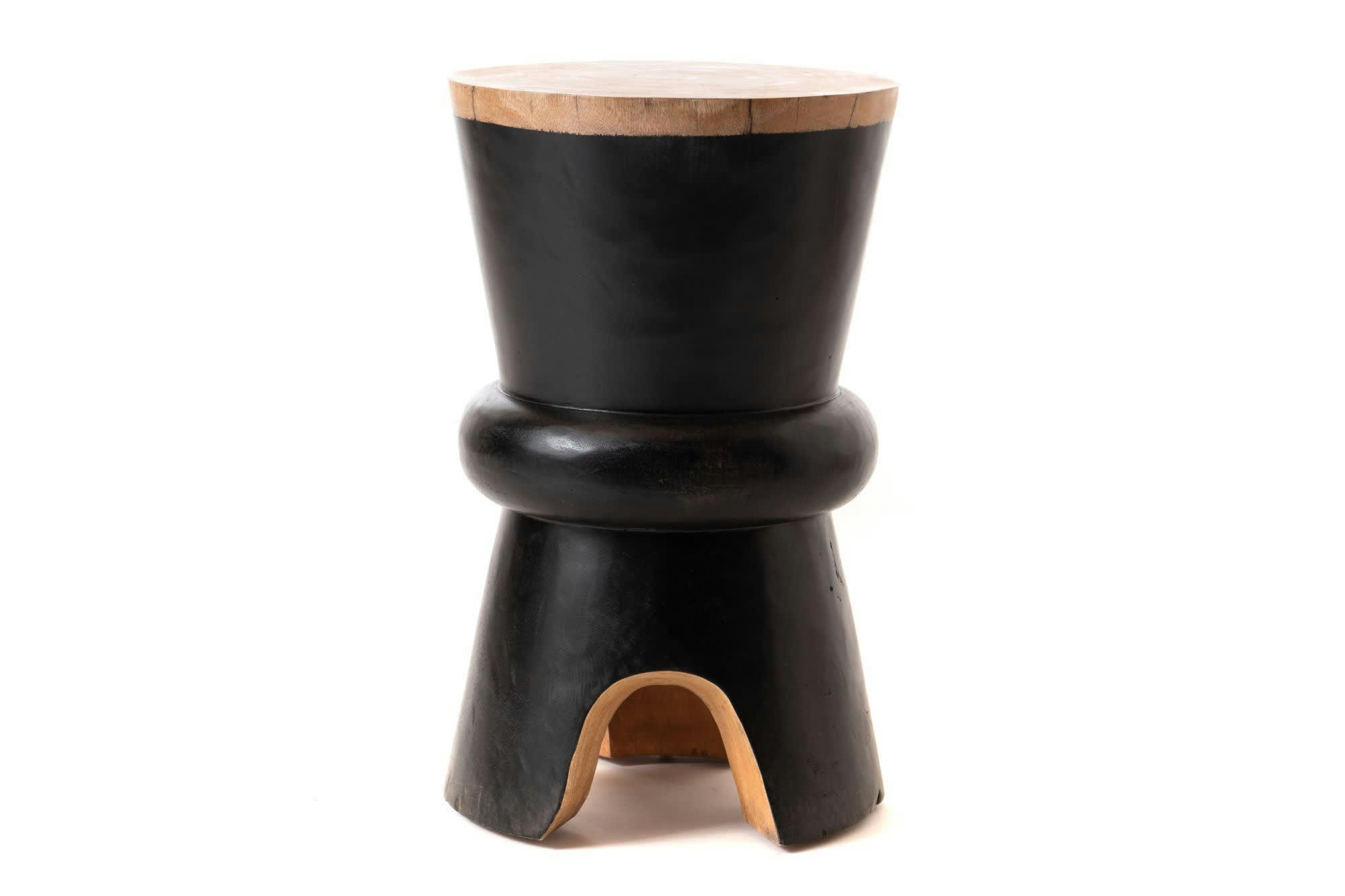 SINE - Bout de canapé rond en teck noir en teck