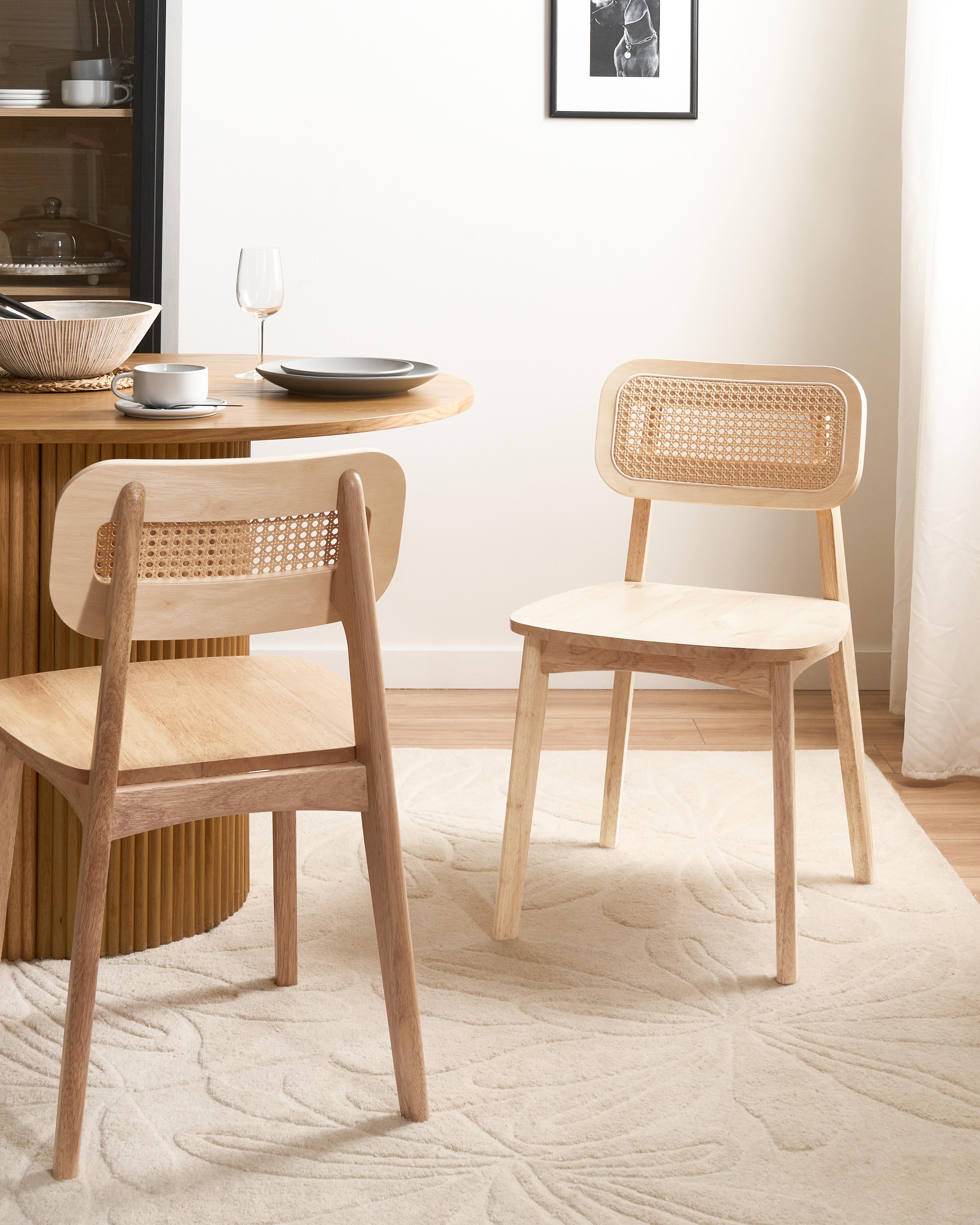Set of 2 Dining Chairs KENO Wood Light Brown