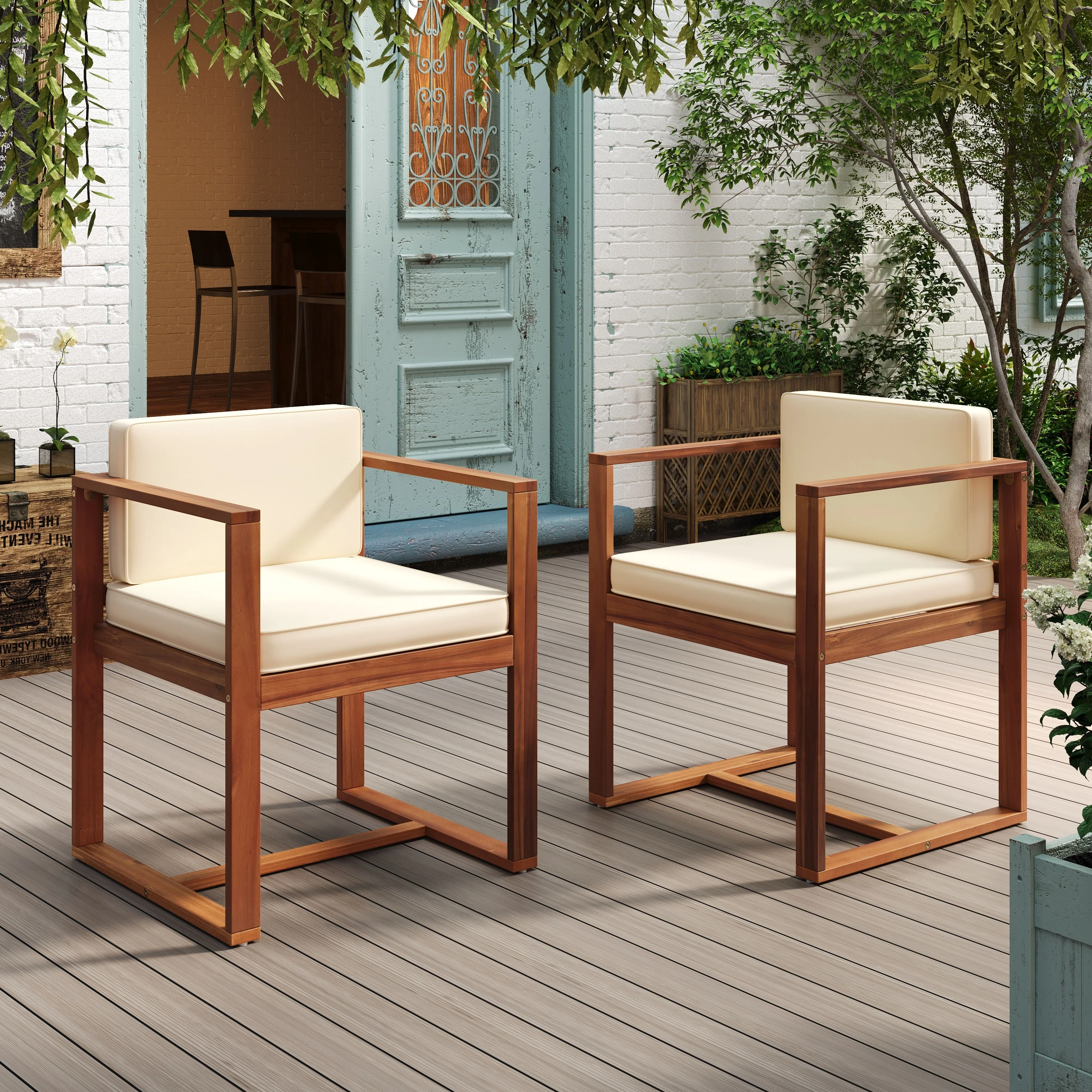 Kaysn Outdoor Acacia Wood Dining Chair (Set of 2) by Christopher Knight Home