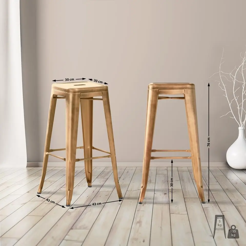 CLP Barkruk Joshua natura Frame - Metaal - goud