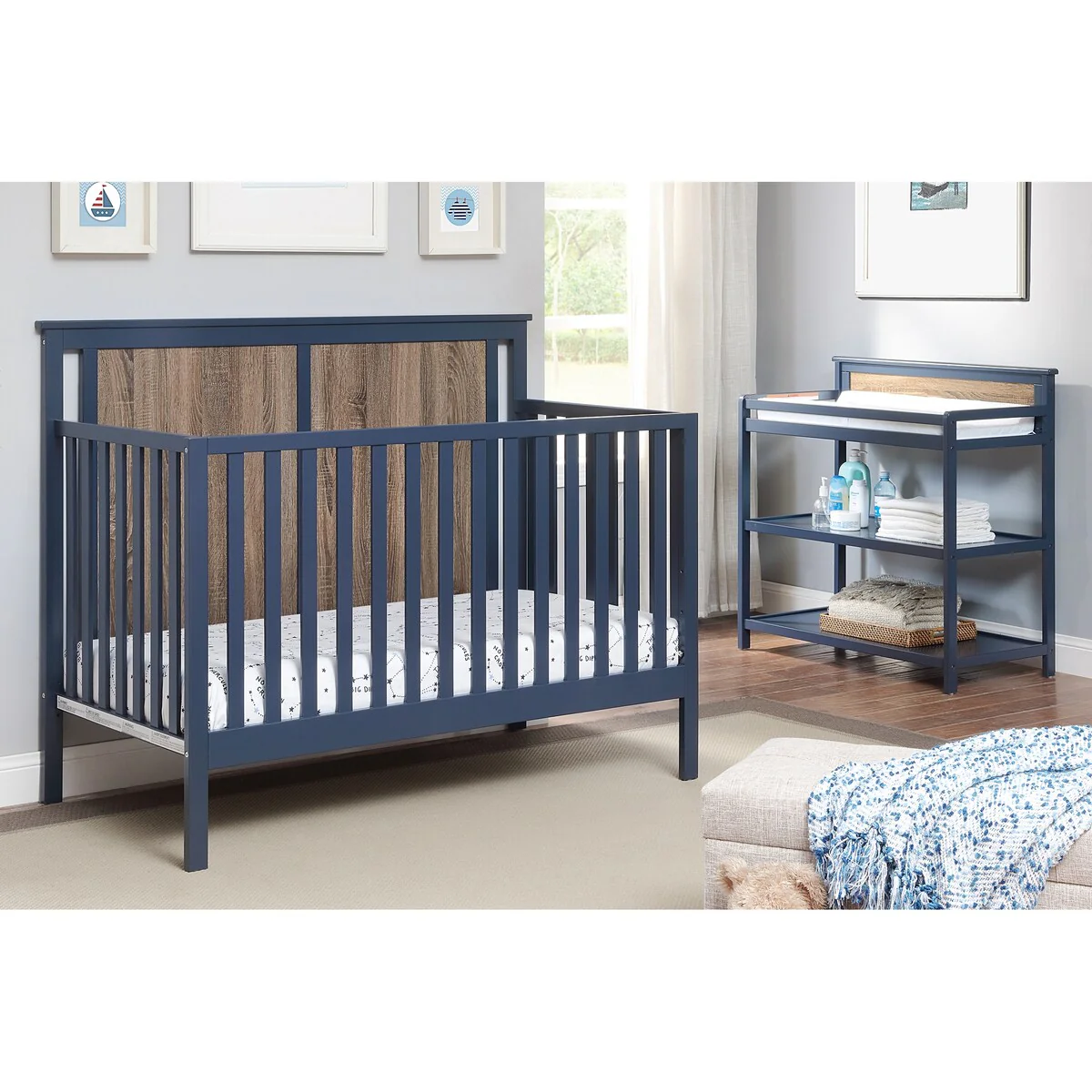 Suite Bebe Connelly 4-in-1 Convertible Crib Blue/Walnut