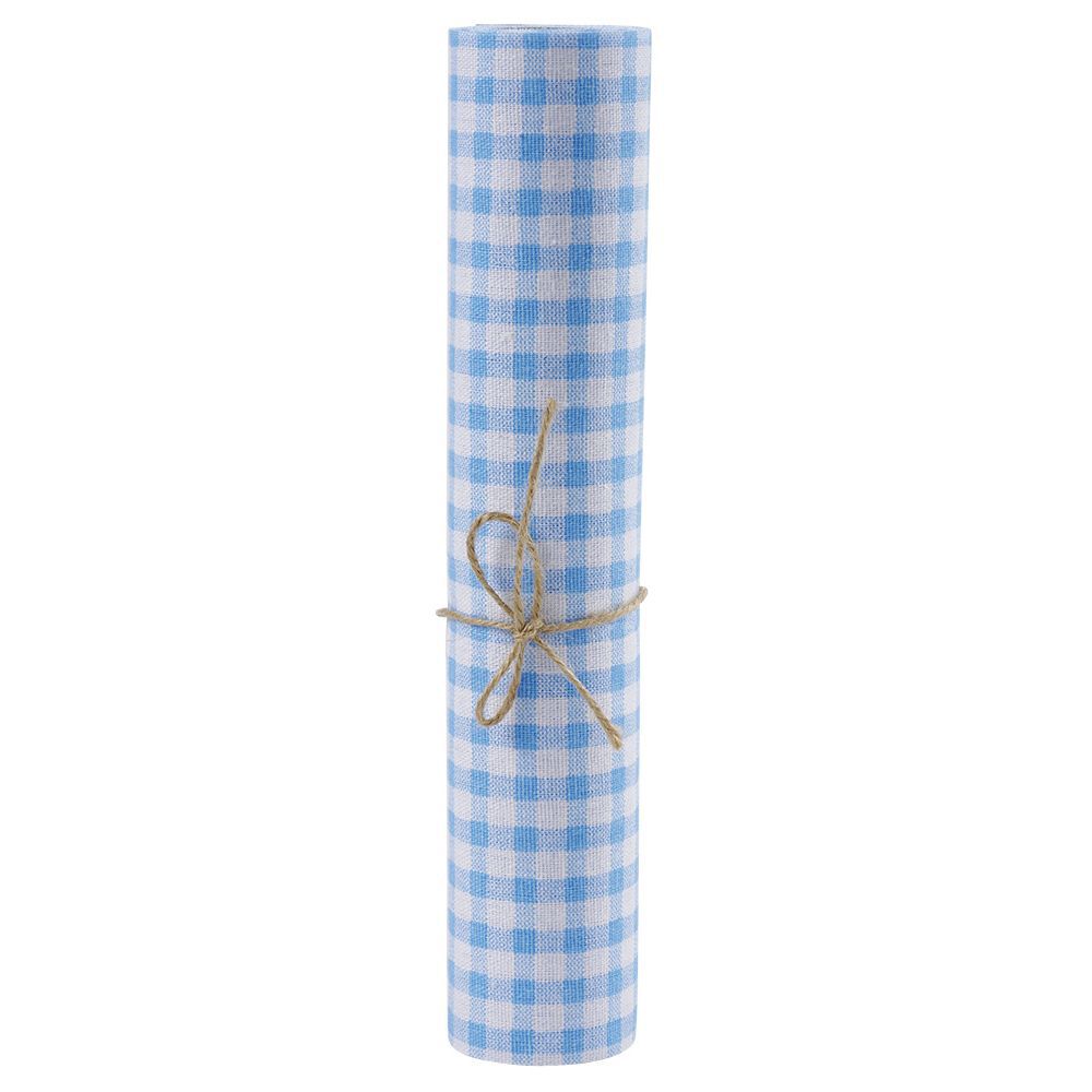 Chemin de table à carreaux rose ou bleu polycoton L300x28cm