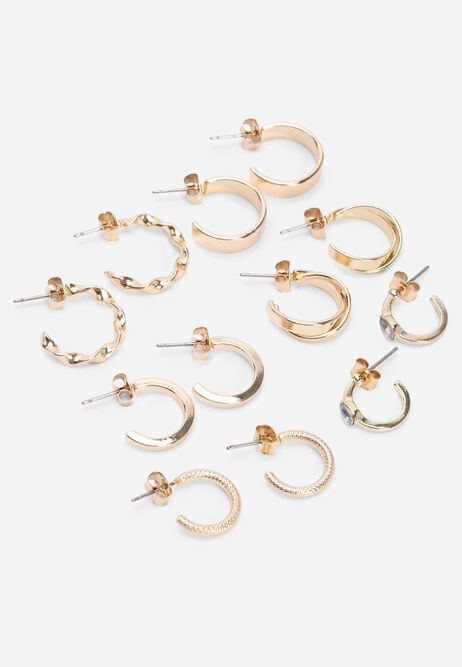Womens 6pk Gold Twist Hoop Earrings