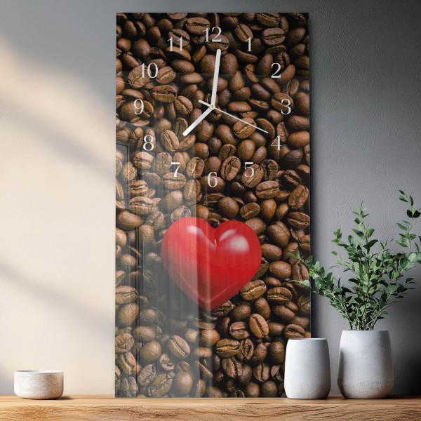 Artystyczny zegar 30x60 Ziarna Kawy dekoracyjny do salonu