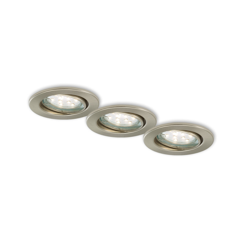 Spot encastrable LED nickel GU10 blanc chaud IP23 210 lm 2,9 W 3 pièces BRILONER