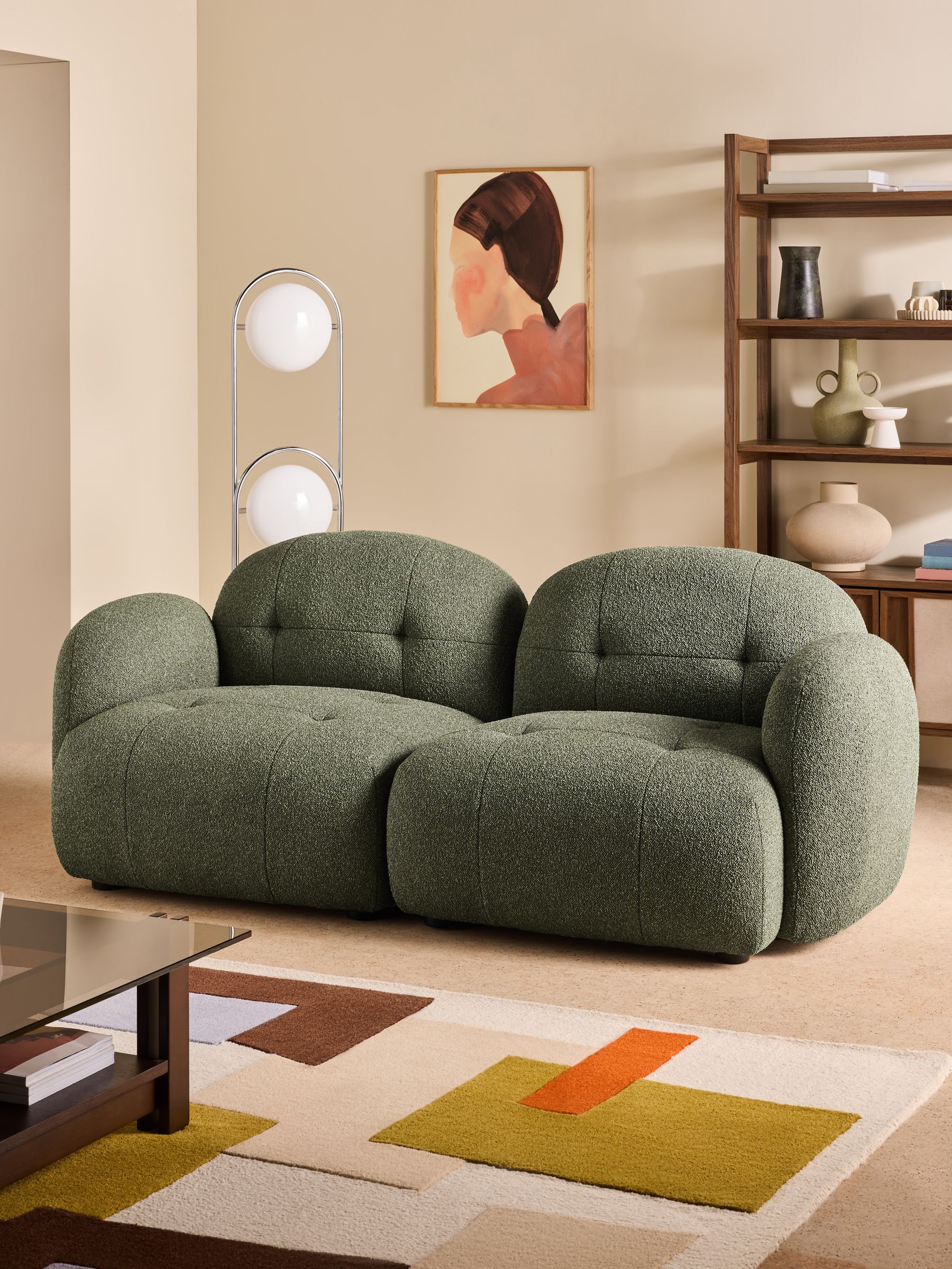 Alban Modular Sofa in Forest Green Soft Touch Boucle