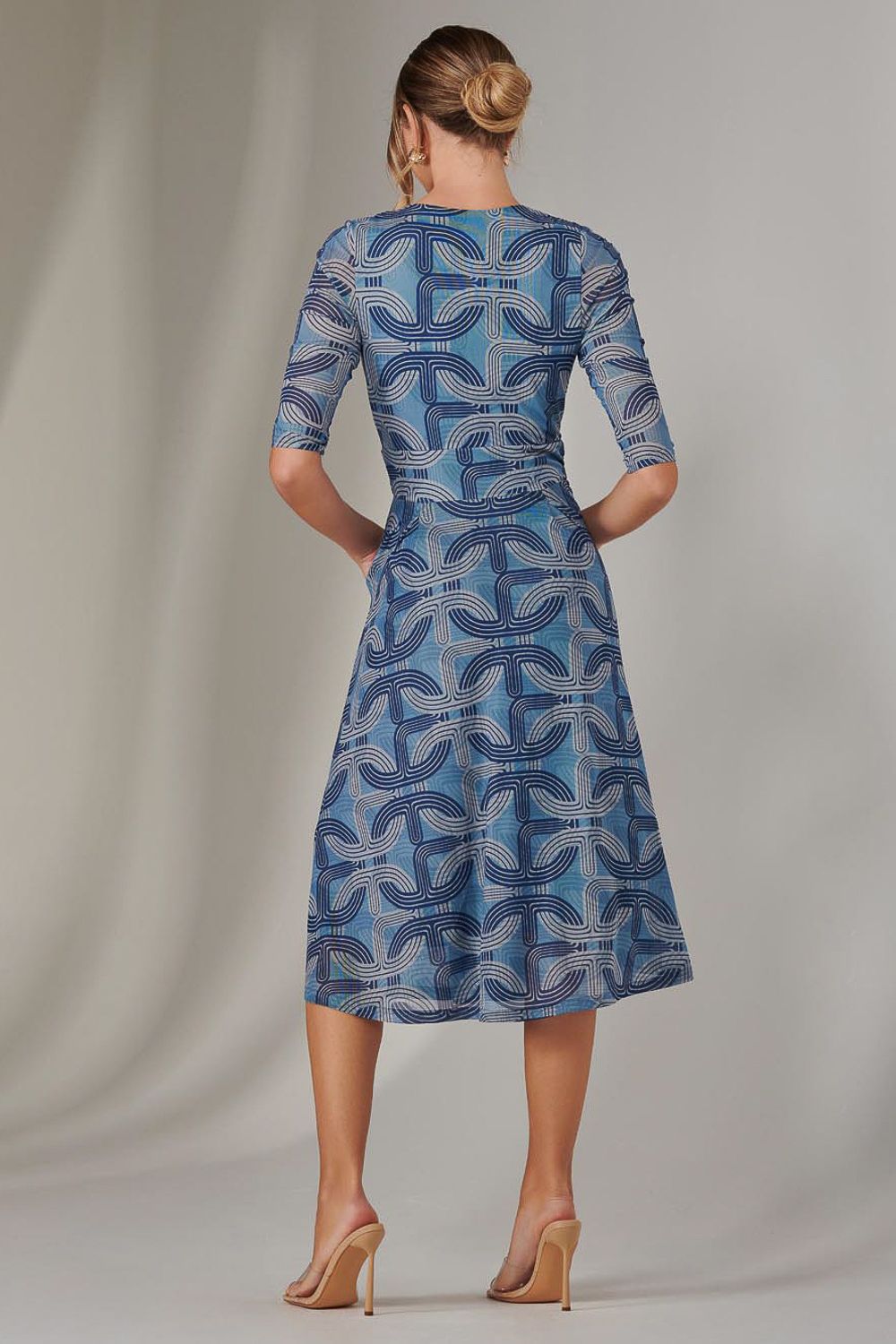 Jolie Moi Mesh Wrap Midi Dress