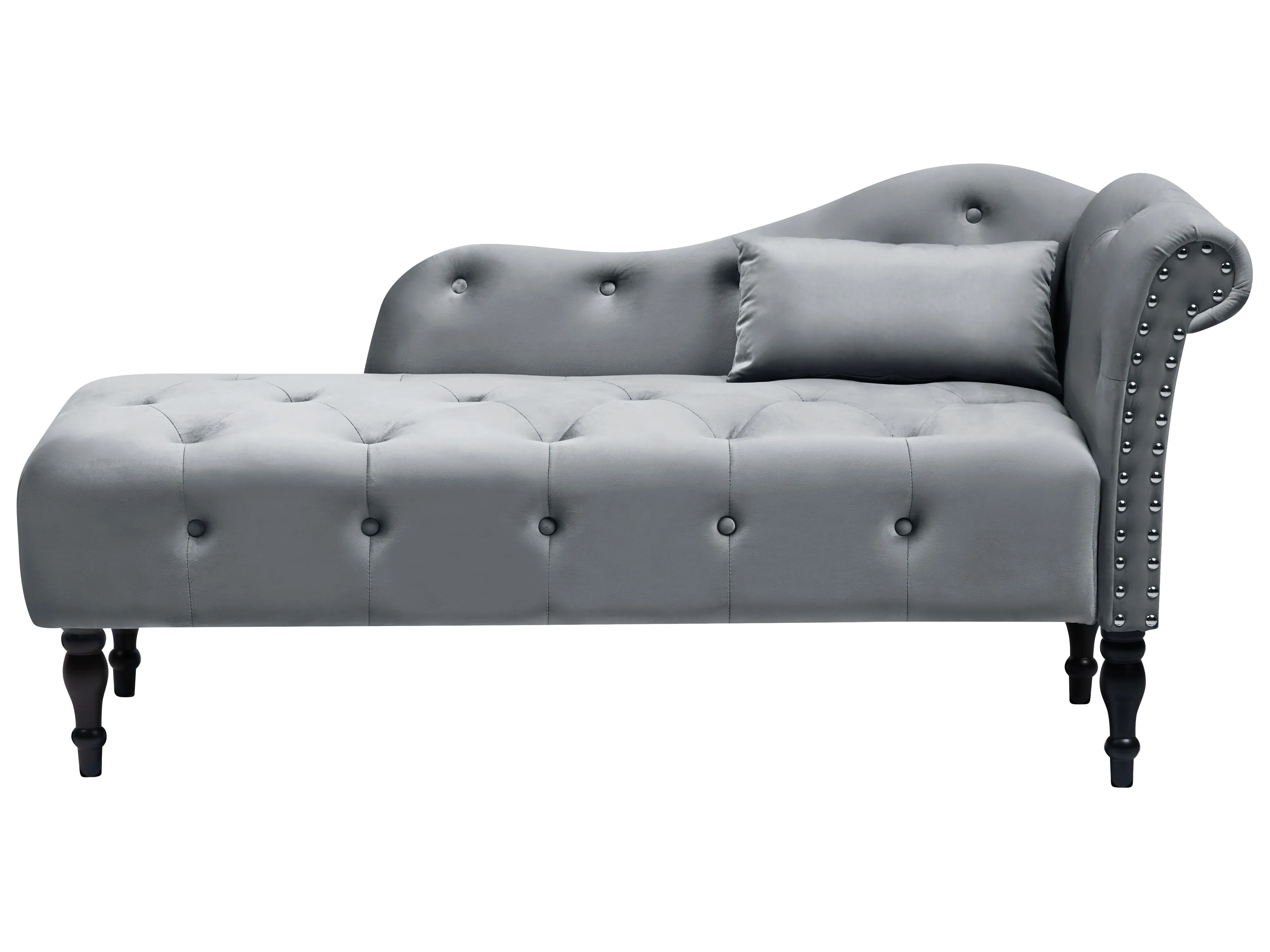Left-Hand Chaise Longue IVRY Velvet Grey