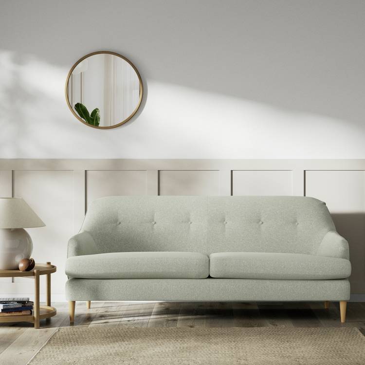 Habitat Frome Fabric 3 Seater Sofa - Sage Green - Ash Leg