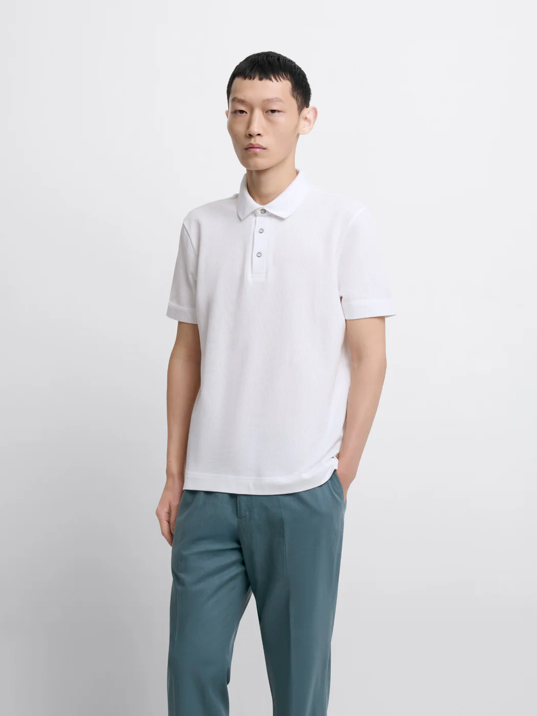 Polo col boutonné en coton