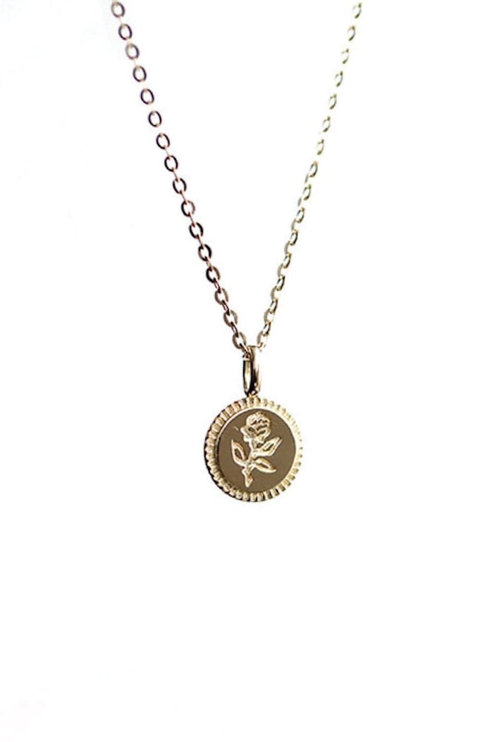 Elk & Bloom Dainty 14k Gold Rose Flower Necklace