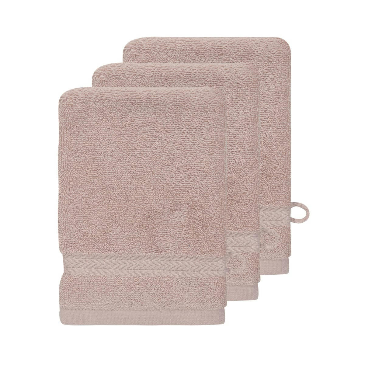 LUXURY - Lot de 3 gants de toilette 550gr/m²  nude 16x22 cm