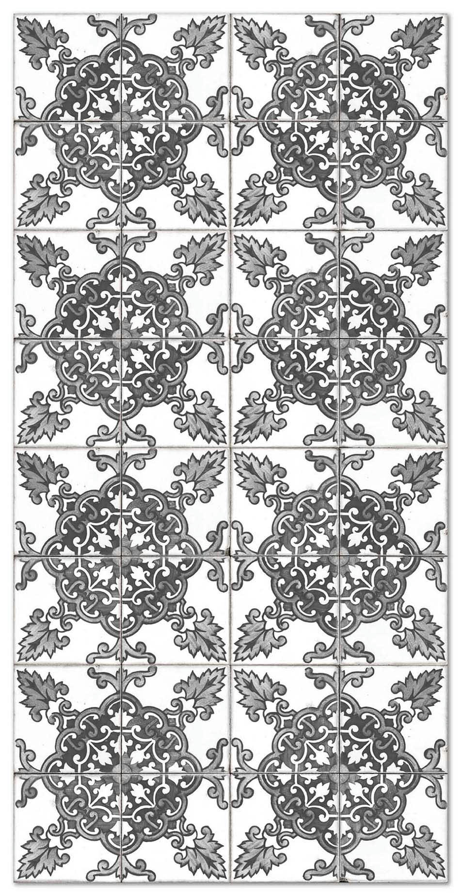 ALFOMBRAS AZULEJOS - Tapis vinyle carreaux ciments cordoue gris 80x300cm