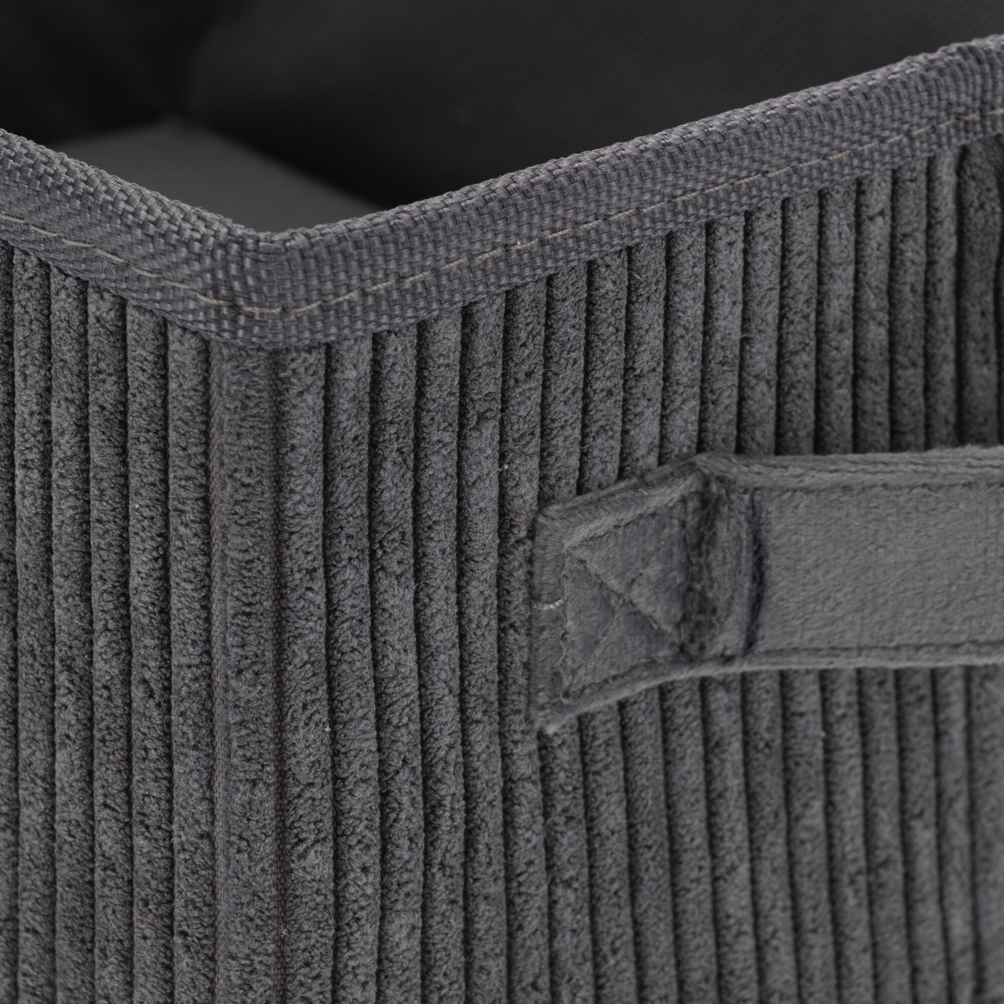 VELA - Panier de rangement en velours côtelé H12xL26xl20 cm - gris ardoise