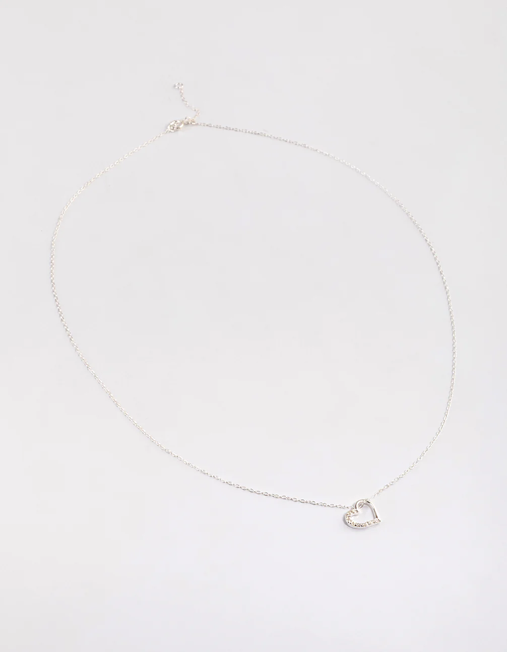 Sterling Silver Cubic Zirconia Pave Heart Necklace