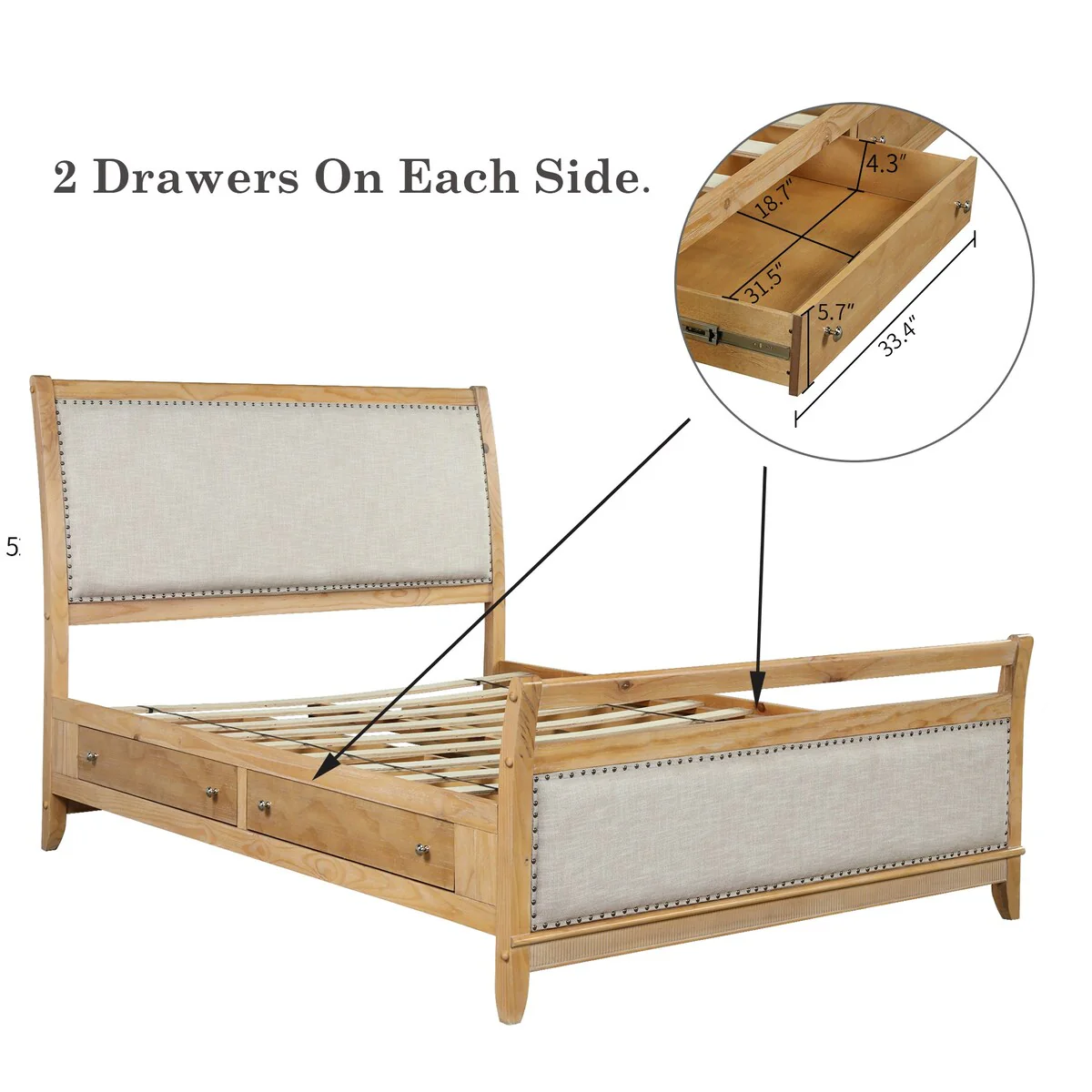 Hazel 3 Piece Upholstered and Wood Queen Bedroom Set