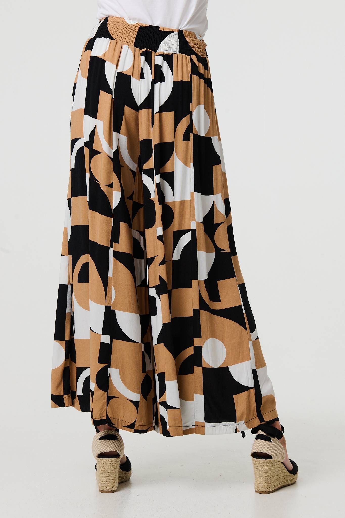 Izabel London Abstract High Waist Wide Leg Trousers
