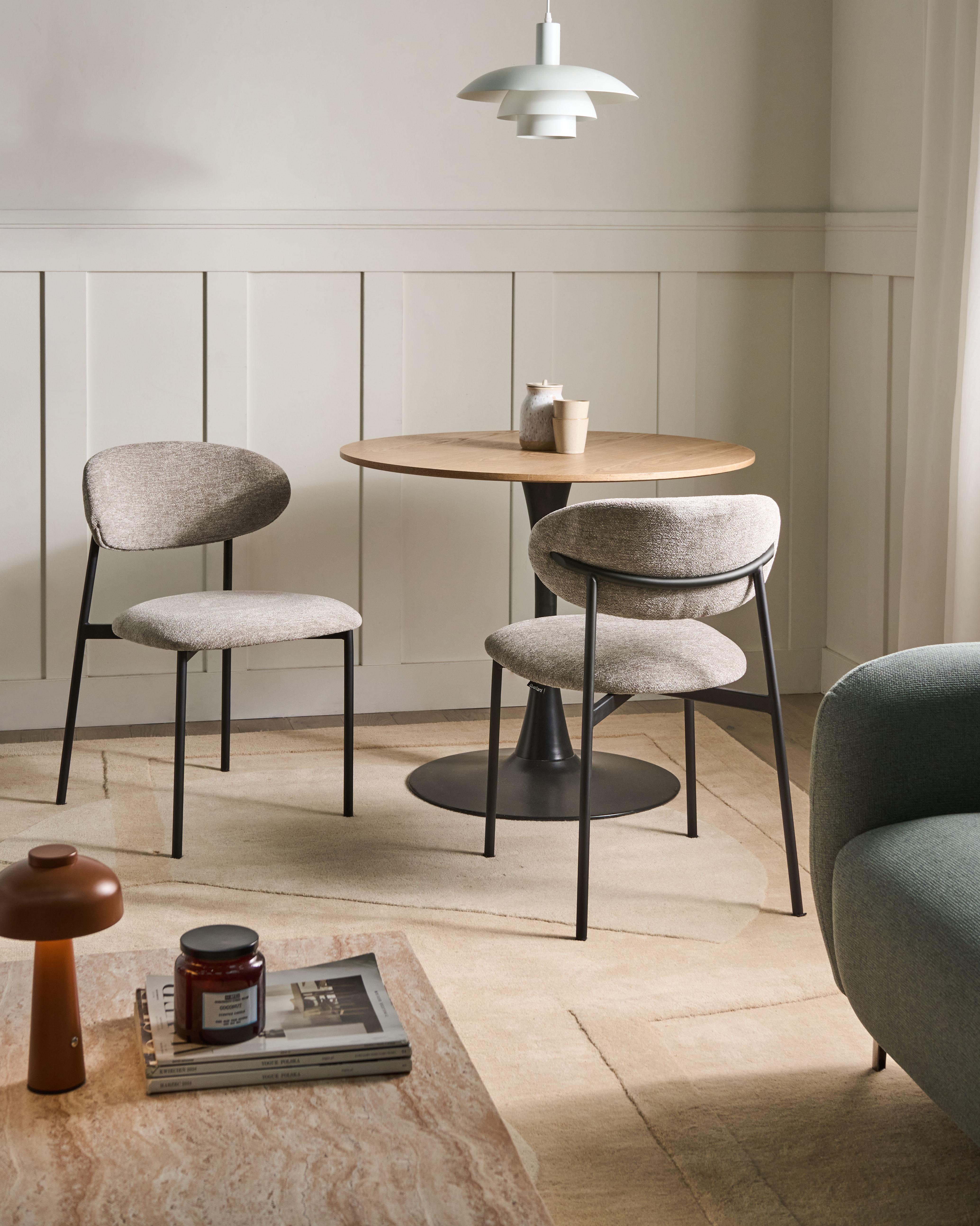 Set of 2 Dining Chairs COWLEY Chenille Taupe
