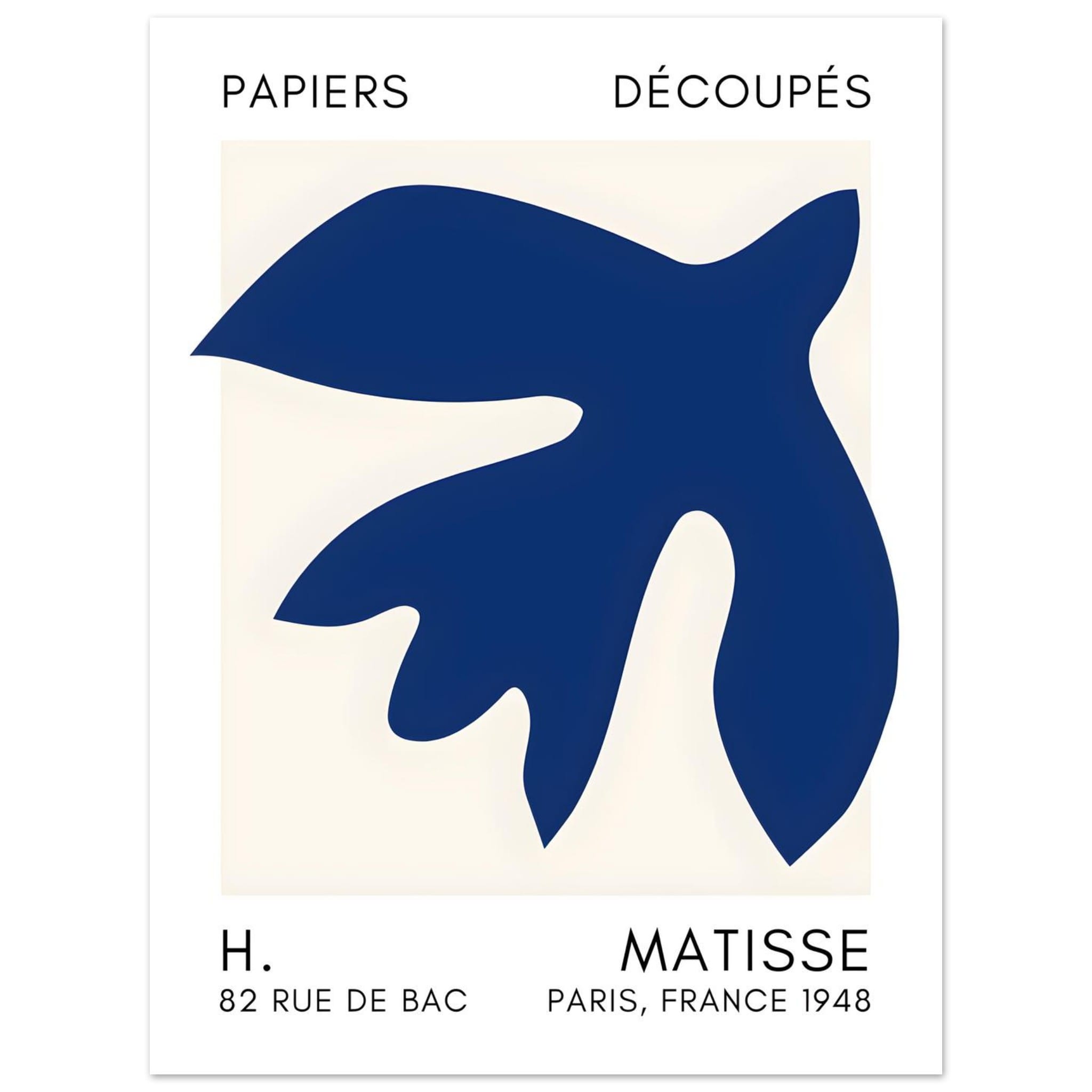 Artfulprints Poster Matisse – Floating forms navy blue II  - 30x40 cm - Blauw