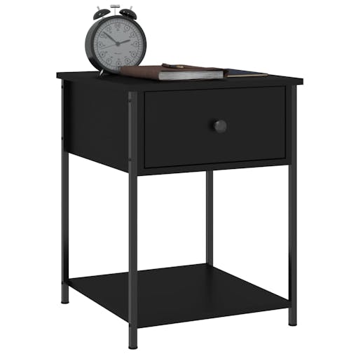 NNEVL Bedside Tables 2 pcs Black 44x45x58 cm Engineered Wood